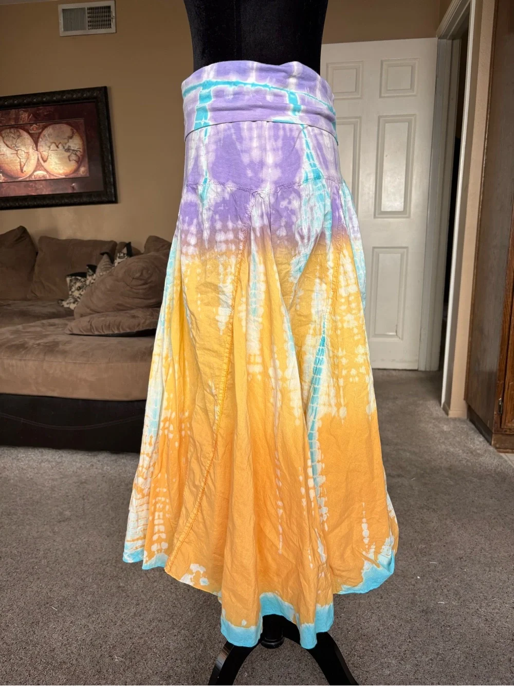 Raviya Tie-Dye Circle Skirt in Purple, Turquoise & Mustard